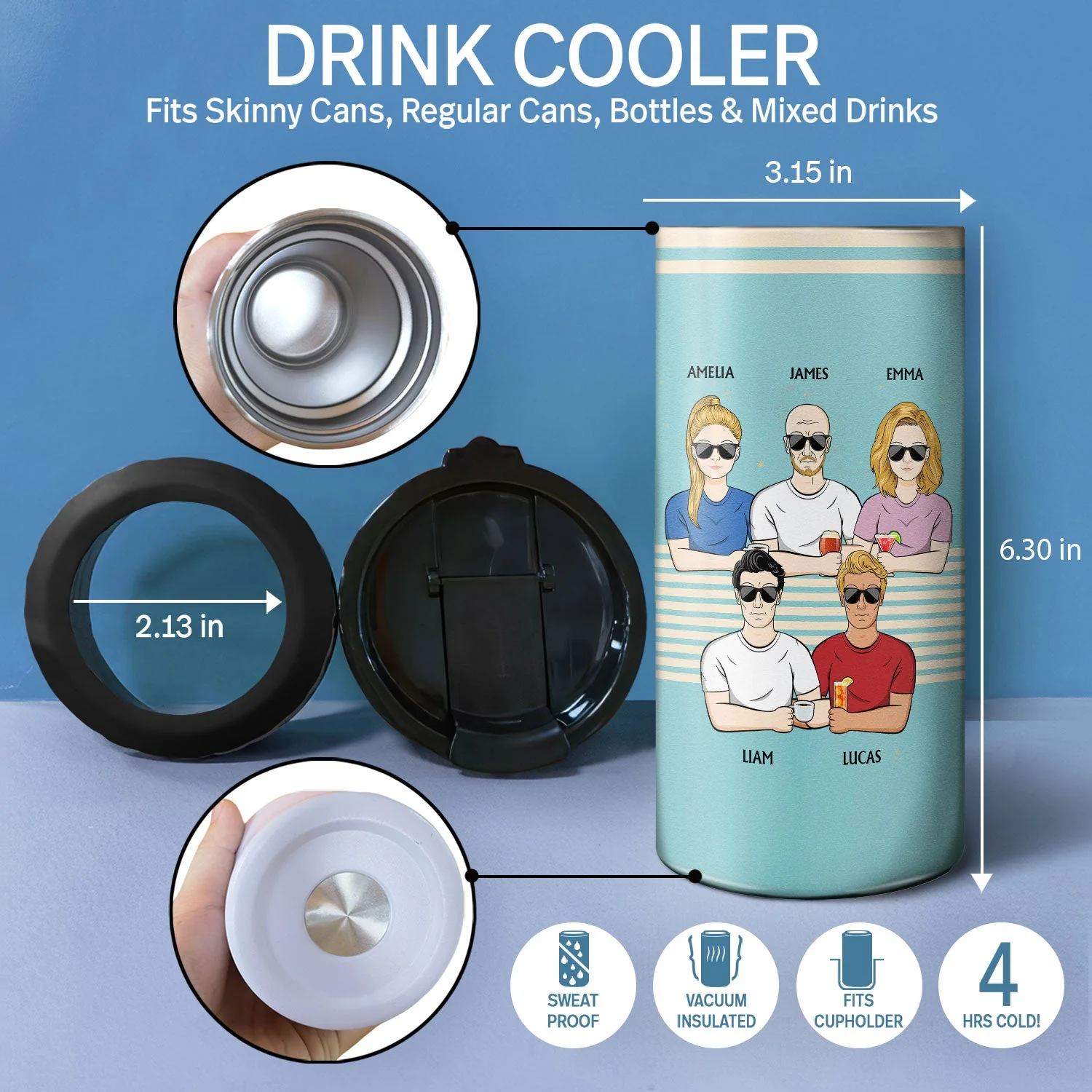 Dear Dad Great Job We're Awesome Thank You - Birthday, Loving Gift For Father, Grandpa, Grandfather - Personalized Custom 4 In 1 Can Cooler Tumbler - Image 4
