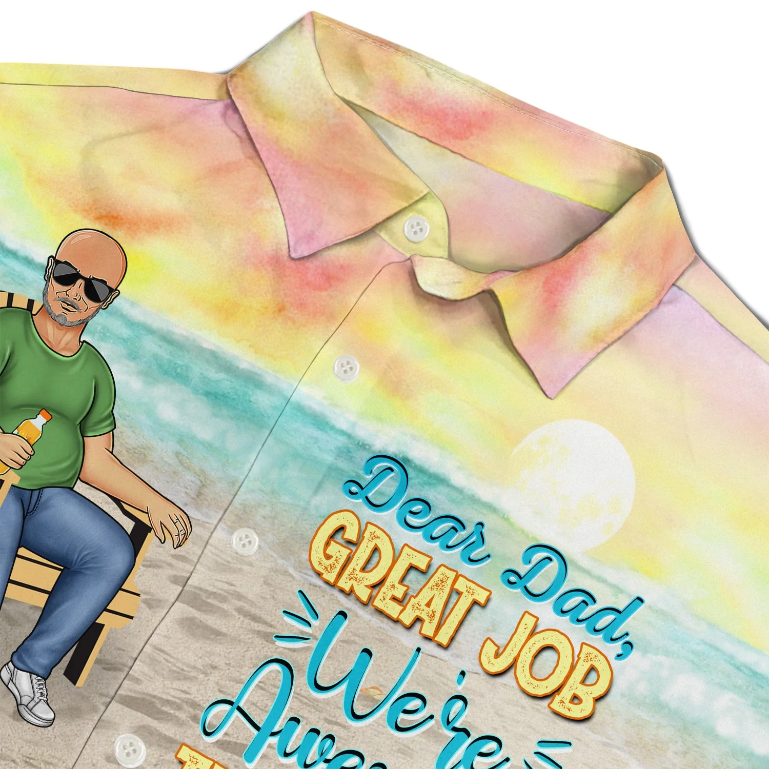 Dear Dad Great Job We're Awesome Thank You - Birthday, Loving Gift For Father, Grandpa, Grandfather - Personalized Custom Hawaiian Shirt - Image 3