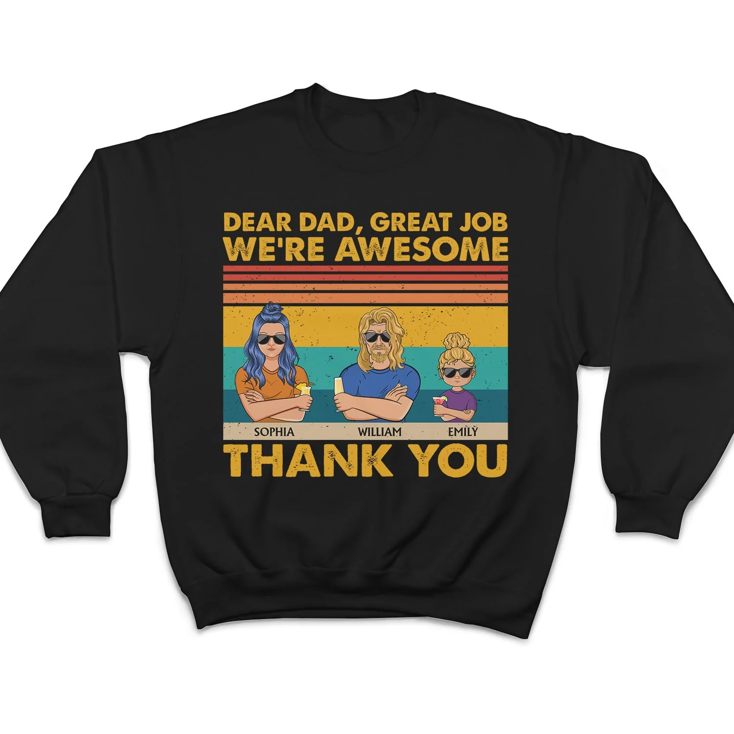 Dear Dad Great Job We're Awesome Thank You Kids & Adult - Funny, Birthday Gift For Father, Husband - Personalized Custom T Shirt - Image 5