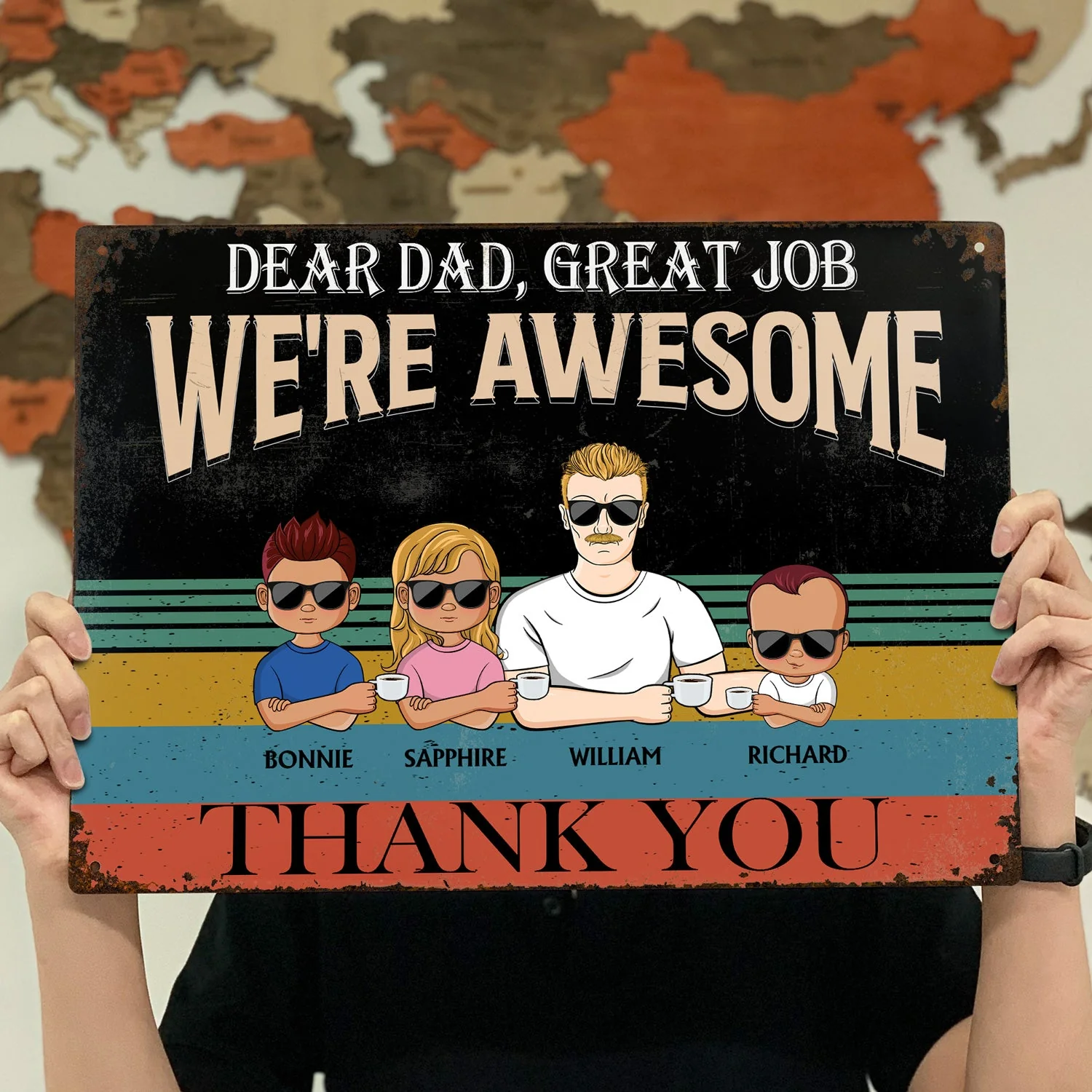 Dear Dad Great Job We're Awesome Thank You Young - Birthday, Loving Gift For Dad, Father, Grandpa, Grandfather - Personalized Custom Classic Metal Signs - Image 4
