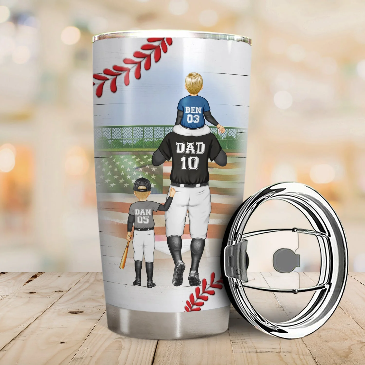 Dear Dad Thank You For Teaching Me - Birthday, Loving Gift For Baseball, Softball Fan, Father - Personalized Tumbler - Image 2