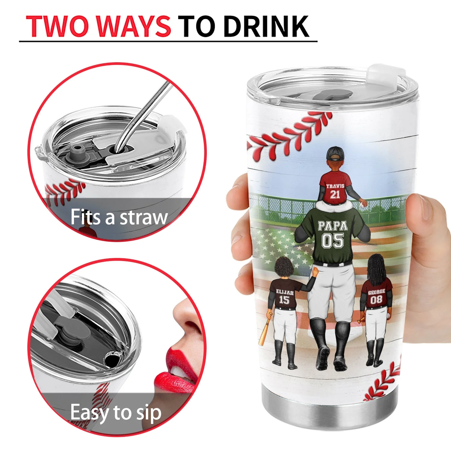 Dear Dad Thank You For Teaching Me - Birthday, Loving Gift For Baseball, Softball Fan, Father - Personalized Tumbler - Image 4