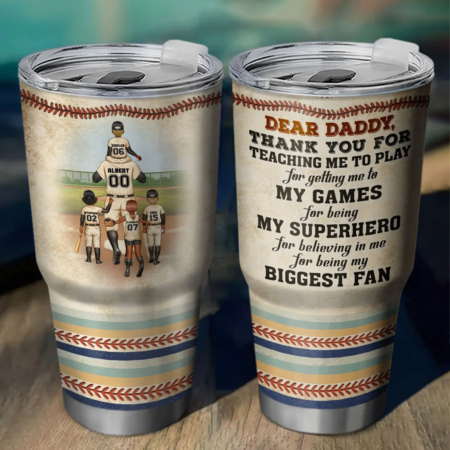 Dear Dad Thank You For Teaching Me - Gift For Father, Baseball Fans, Softball - Personalized Custom 30 Oz Tumbler - Image 2