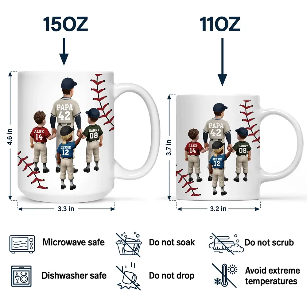 Dear Dad Thank You For Teaching Me Play Baseball - Personalized Mug - Image 4