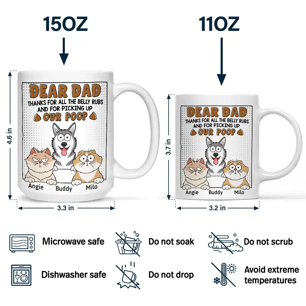 Dear Dad Thanks For All The Belly Rubs - Personalized Mug - Image 4