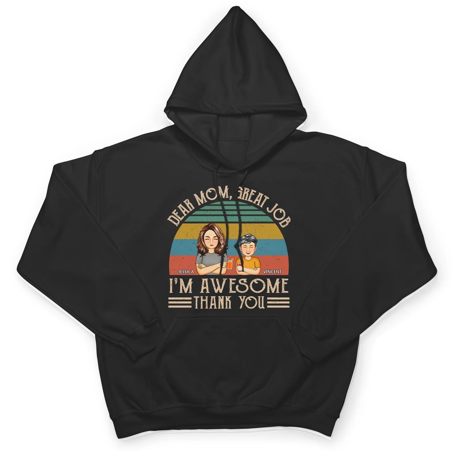 Dear Mom Great Job We're Awesome Thank You Young Cartoon - Birthday, Loving Gift For Mother, Grandma, Grandmother - Personalized Custom T Shirt - Image 4