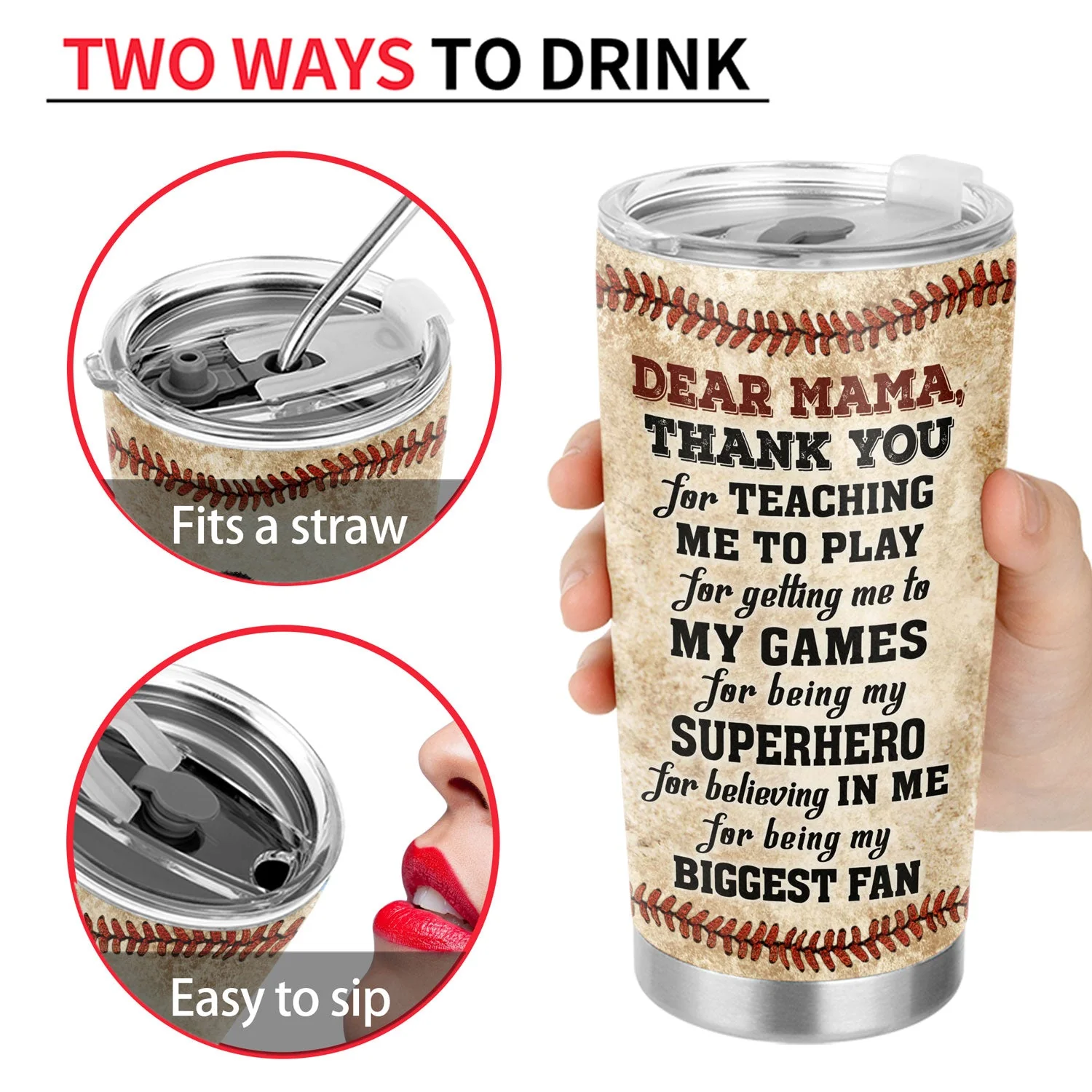 Dear Mom Thank You For Teaching Me - Birthday, Loving Gift For Baseball, Softball Fan, Mom, Mother - Personalized Custom Tumbler - Image 4