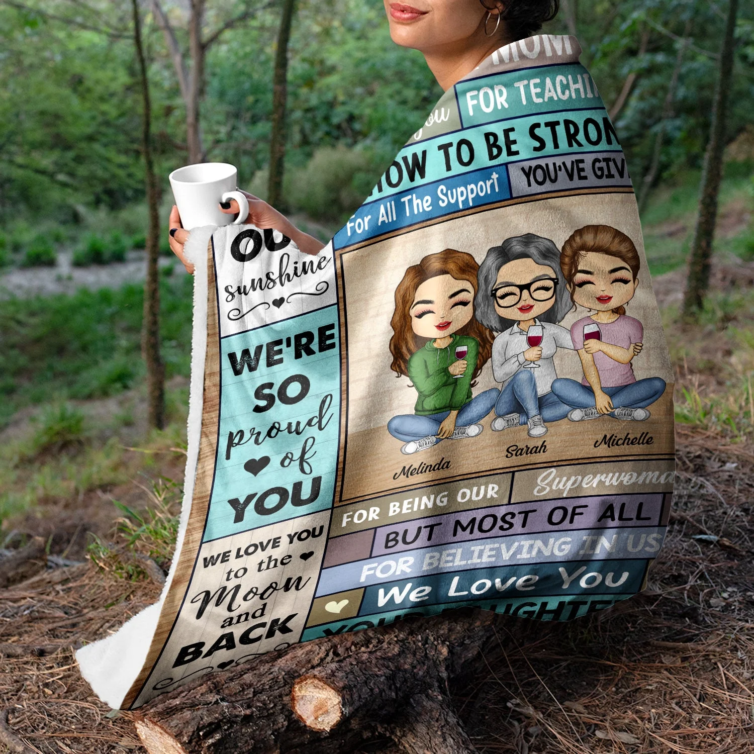 Dear Mom Thank You For Teaching Me How To Be Strong - Gift For Mother - Personalized Custom Fleece Blanket - Image 3