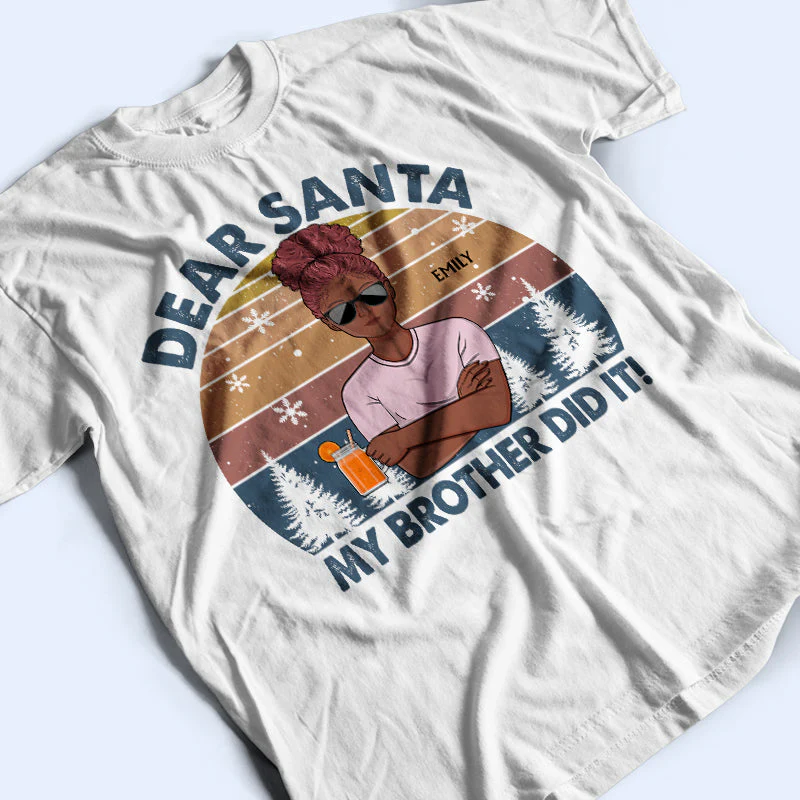 Dear Santa Define Good Couple Family Brother Sister Sibling - Christmas Gift - Personalized Custom T Shirt - Image 3