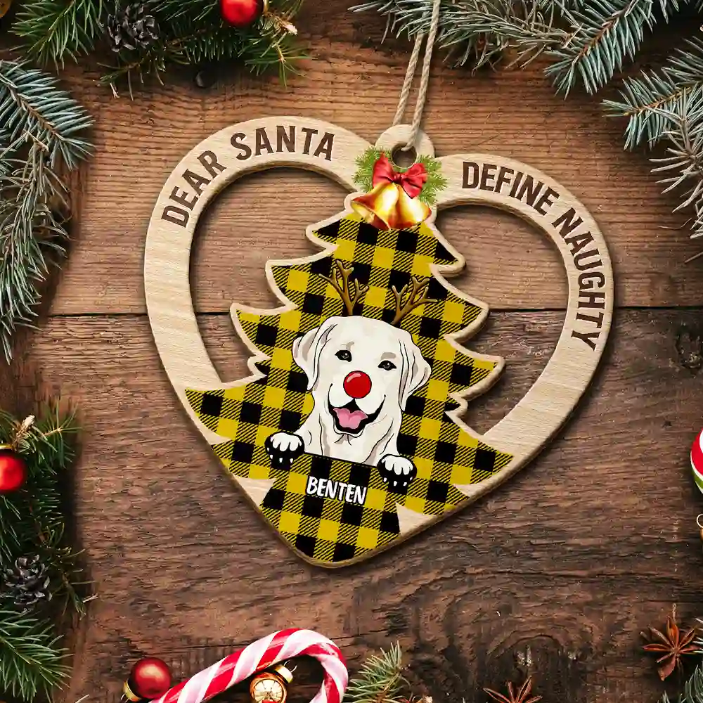 Dear Santa Define Naughty Christmas - Personalized Custom Shaped Wooden Ornament - Image 5