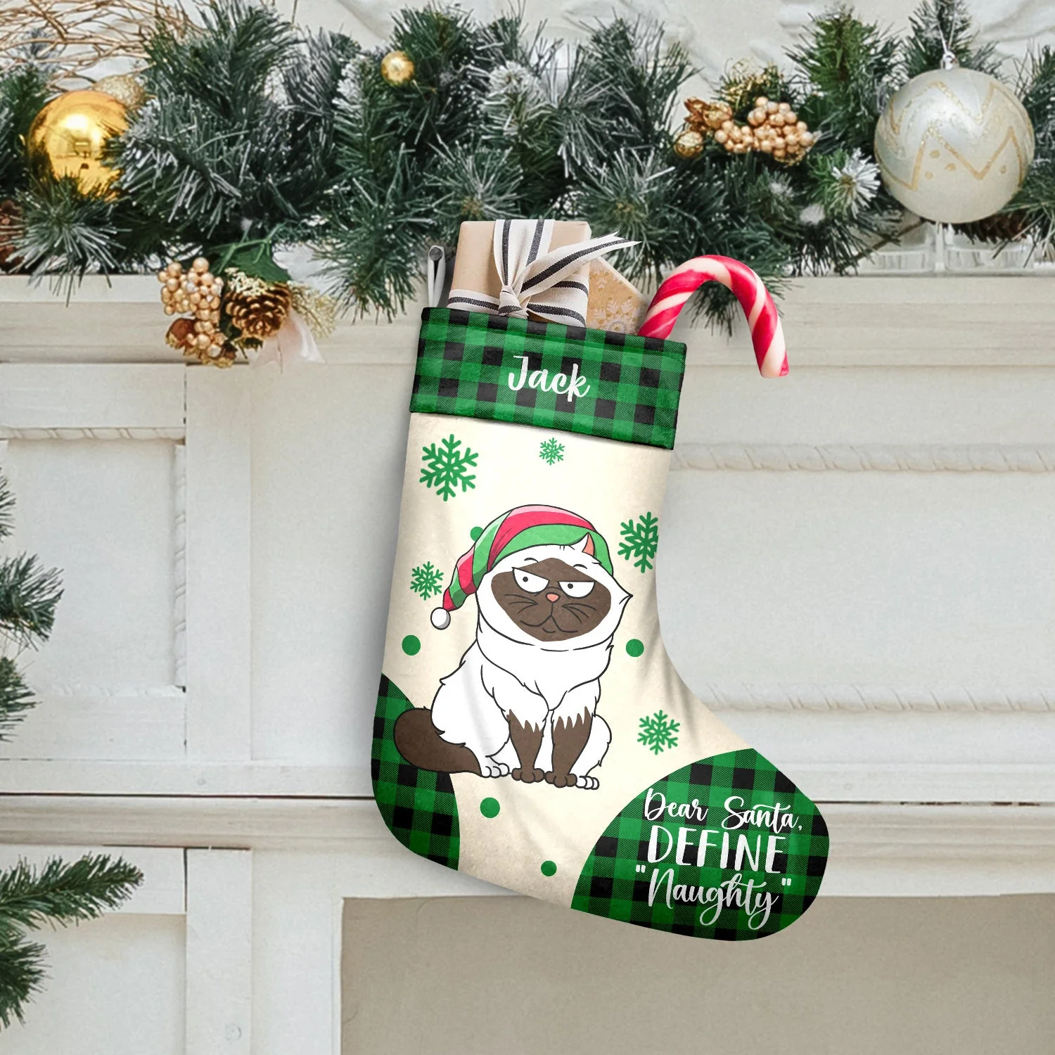 Dear Santa Define Naughty - Gift For Family - Personalized Christmas Stocking - Image 2