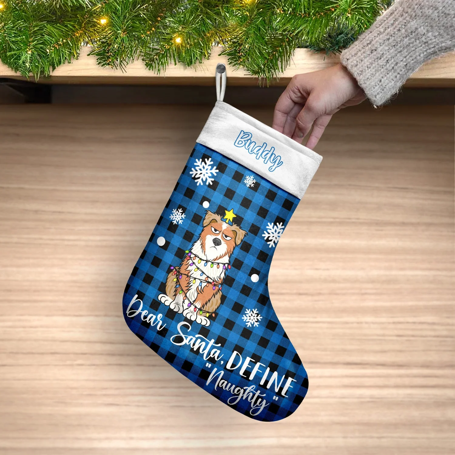 Dear Santa Define Naughty - Gift For Family - Personalized Christmas Stocking - Image 3