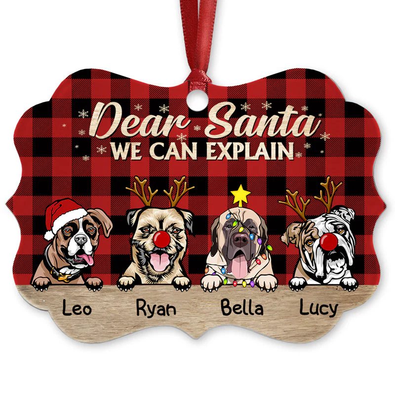 Dear Santa I Can Explain Christmas Dog - Christmas Gift For Dog Lovers - Personalized Custom Wooden Ornament, Aluminum Ornament - Image 2