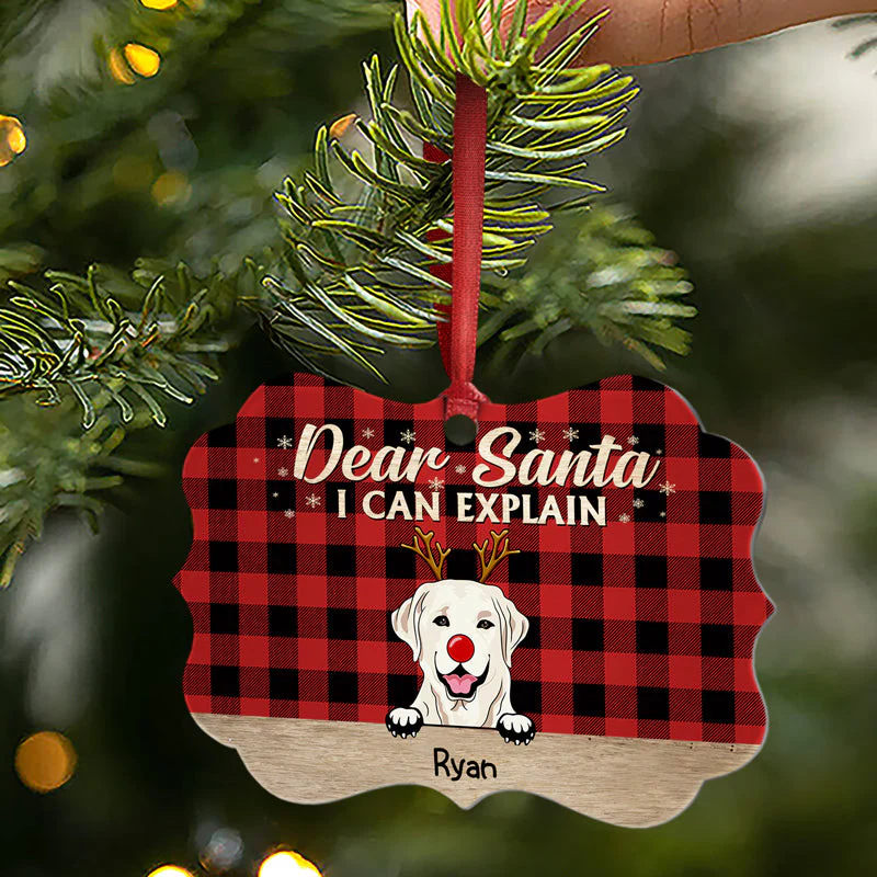 Dear Santa I Can Explain Christmas Dog - Christmas Gift For Dog Lovers - Personalized Custom Wooden Ornament, Aluminum Ornament - Image 5