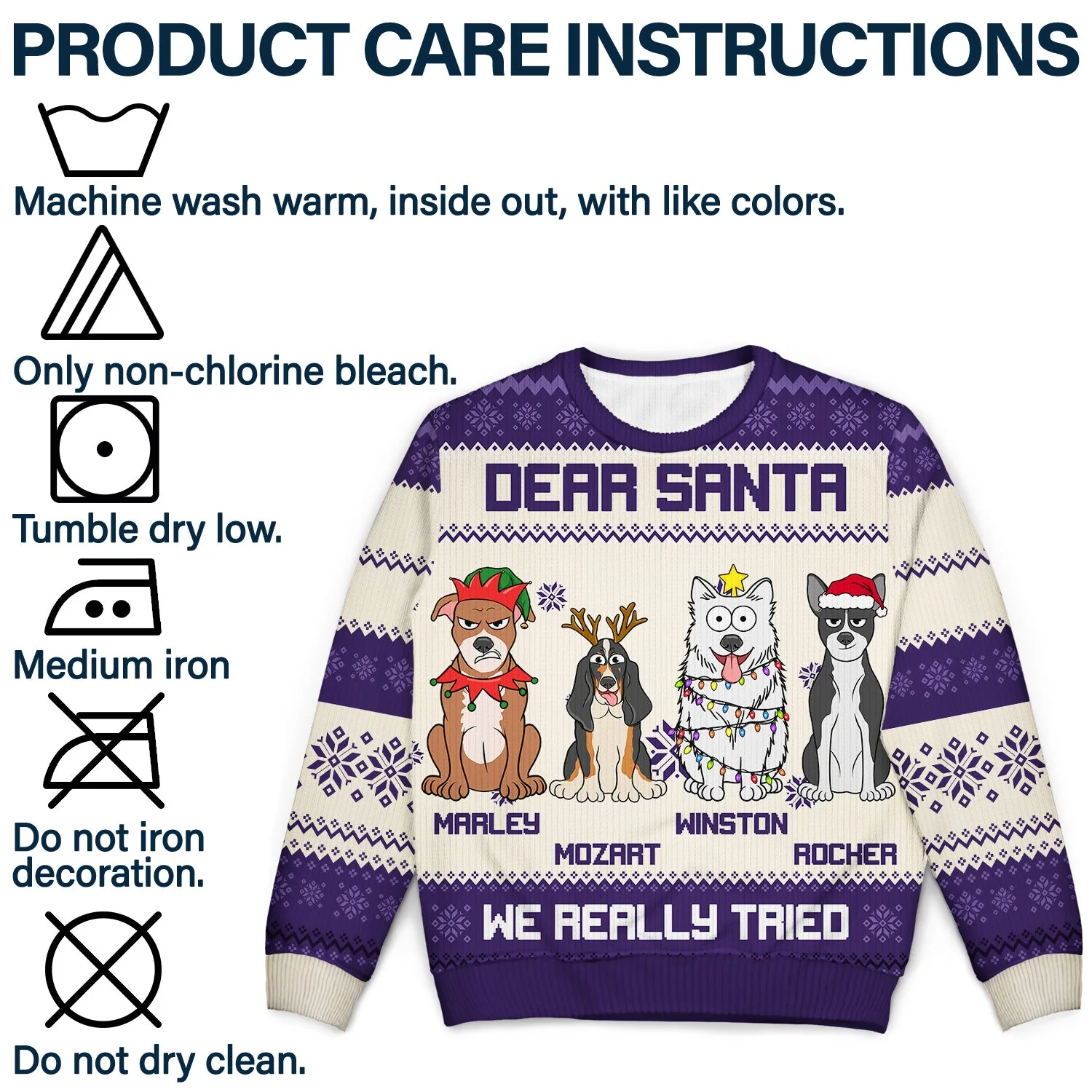 Dear Santa We Really Tried - Christmas Gift For Cat Lovers, Dog Lovers - Personalized Unisex Ugly Sweater - Image 7