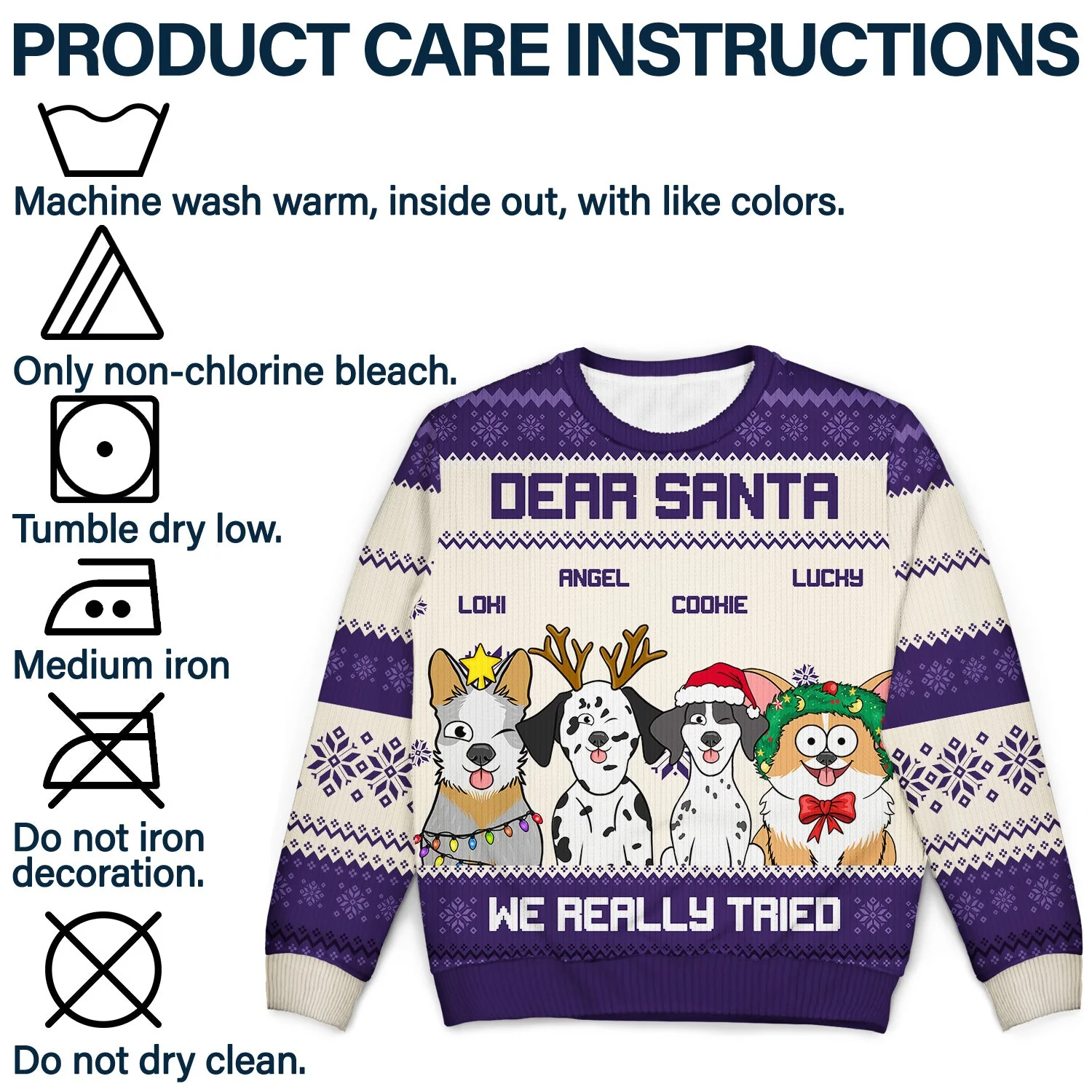 Dear Santa We Really Tried - Christmas Gift For Dog Lovers, Cat Lovers - Personalized Unisex Ugly Sweater - Image 7
