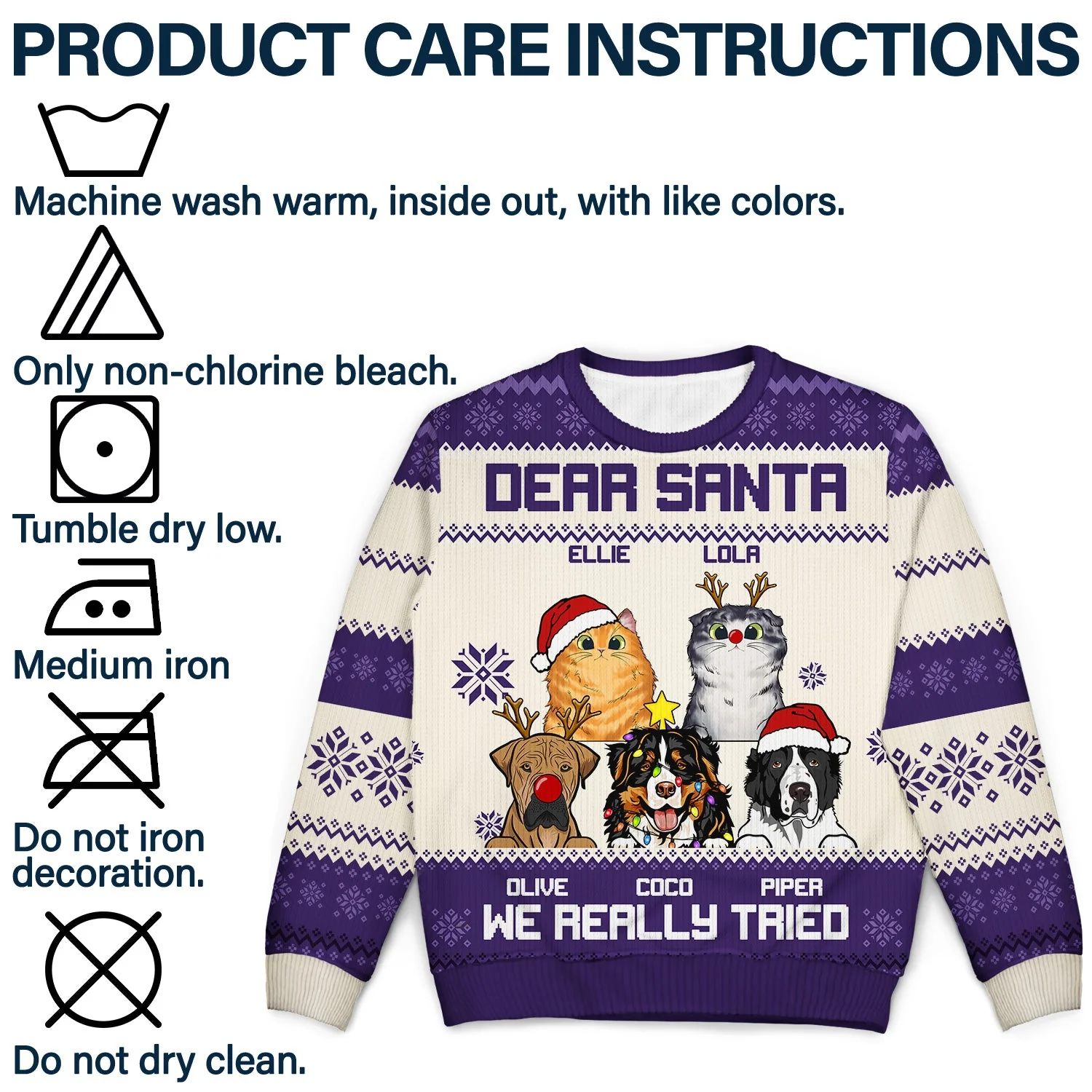 Dear Santa We Really Tried - Funny, Christmas Gift For Cat Lovers, Dog Lovers - Personalized Unisex Ugly Sweater - Image 7