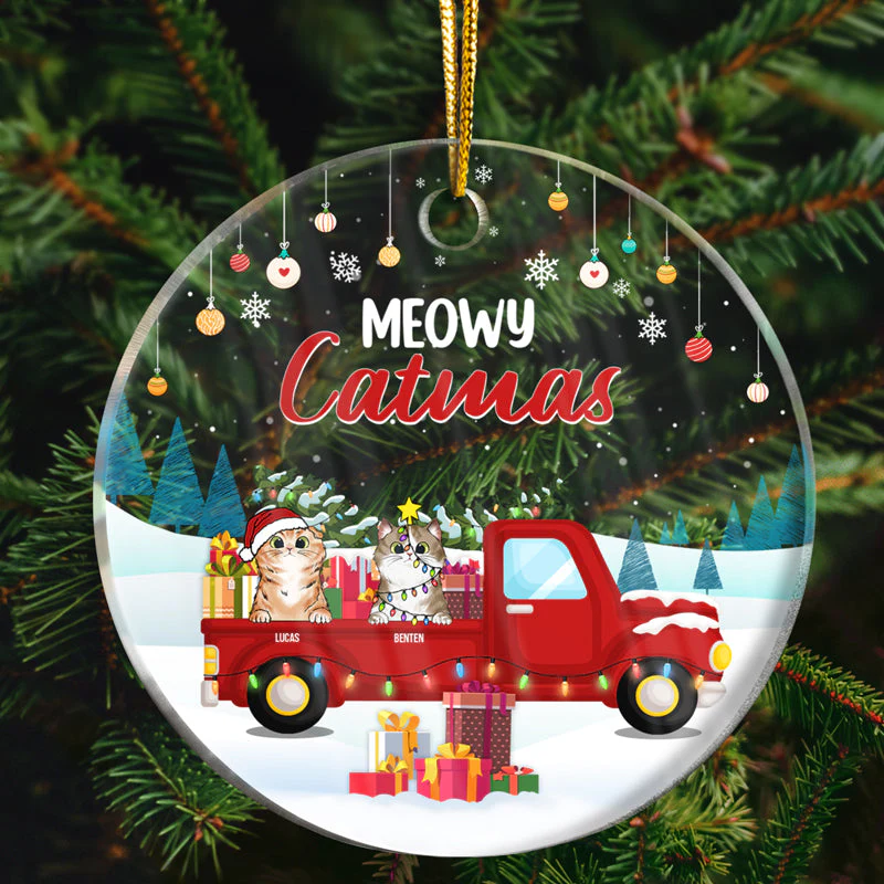 Define Naughty Family Dog Cat - Christmas Gift For Dog Lovers & Cat Lovers - Personalized Custom Circle Acrylic Ornament - Image 2