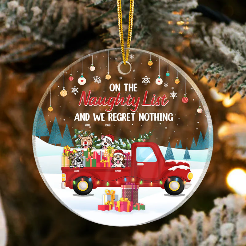 Define Naughty Family Dog Cat - Christmas Gift For Dog Lovers & Cat Lovers - Personalized Custom Circle Acrylic Ornament - Image 3