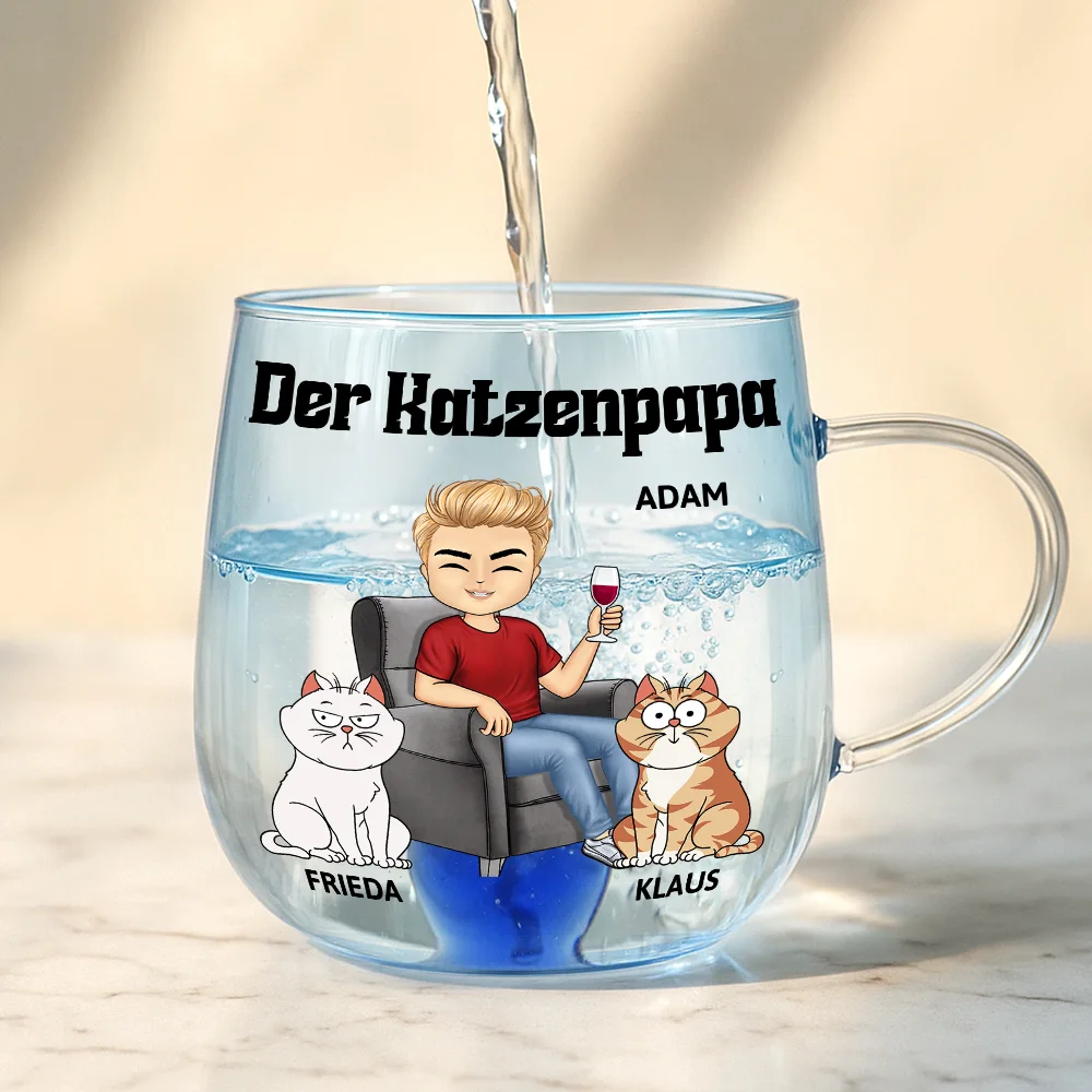 Die Katzenmama - Personalisierte Farbverlauf Glastasse - Image 4