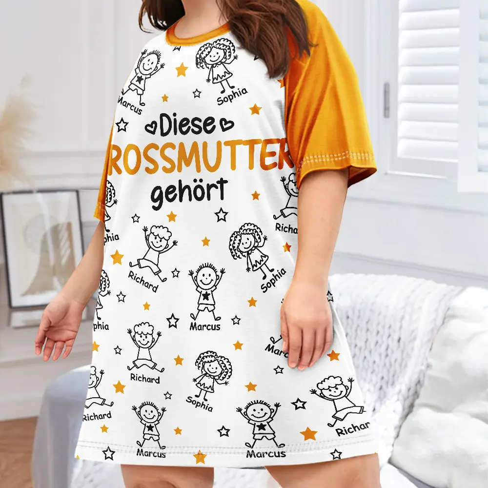Diese Oma Mama Gehört Ihren Enkelkindern - Personalisiertes Damen-Schlafshirt - Image 3