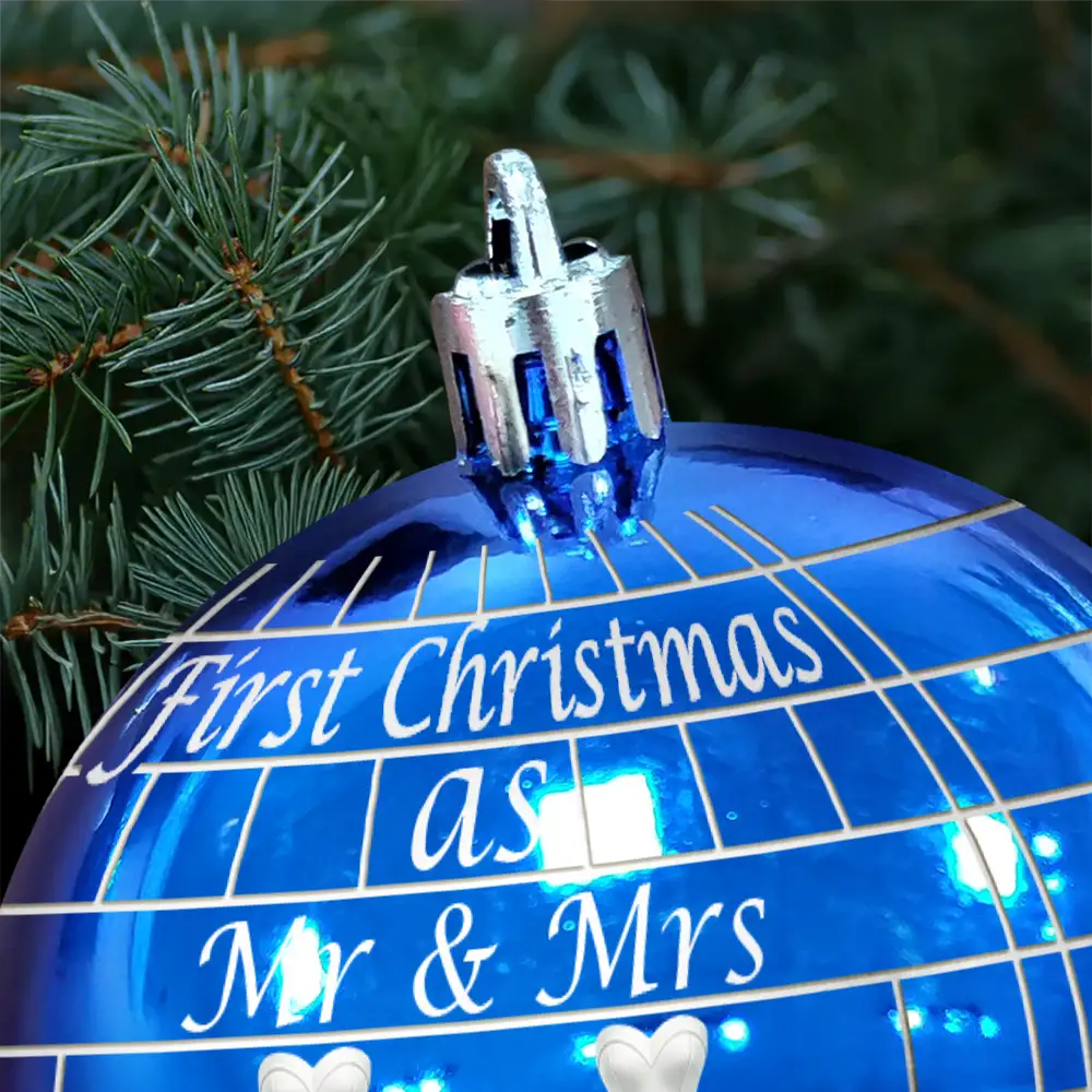 Disco Ball First Christmas As Married Couples - Personalized Ball Ornament - Image 5