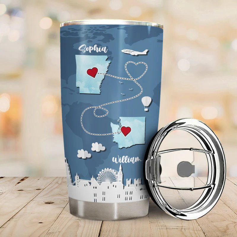 Distance Means So Little - Long Distance Relationship Gift - Personalized Custom Tumbler - Image 2
