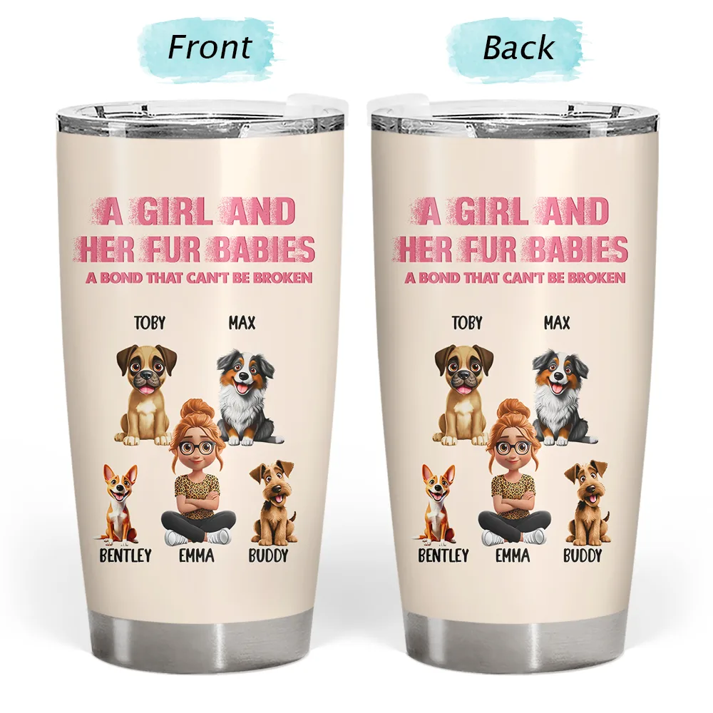 Distressed Text Effect A Girl And Her Dogs Cat - Personalized Tumbler - Image 3