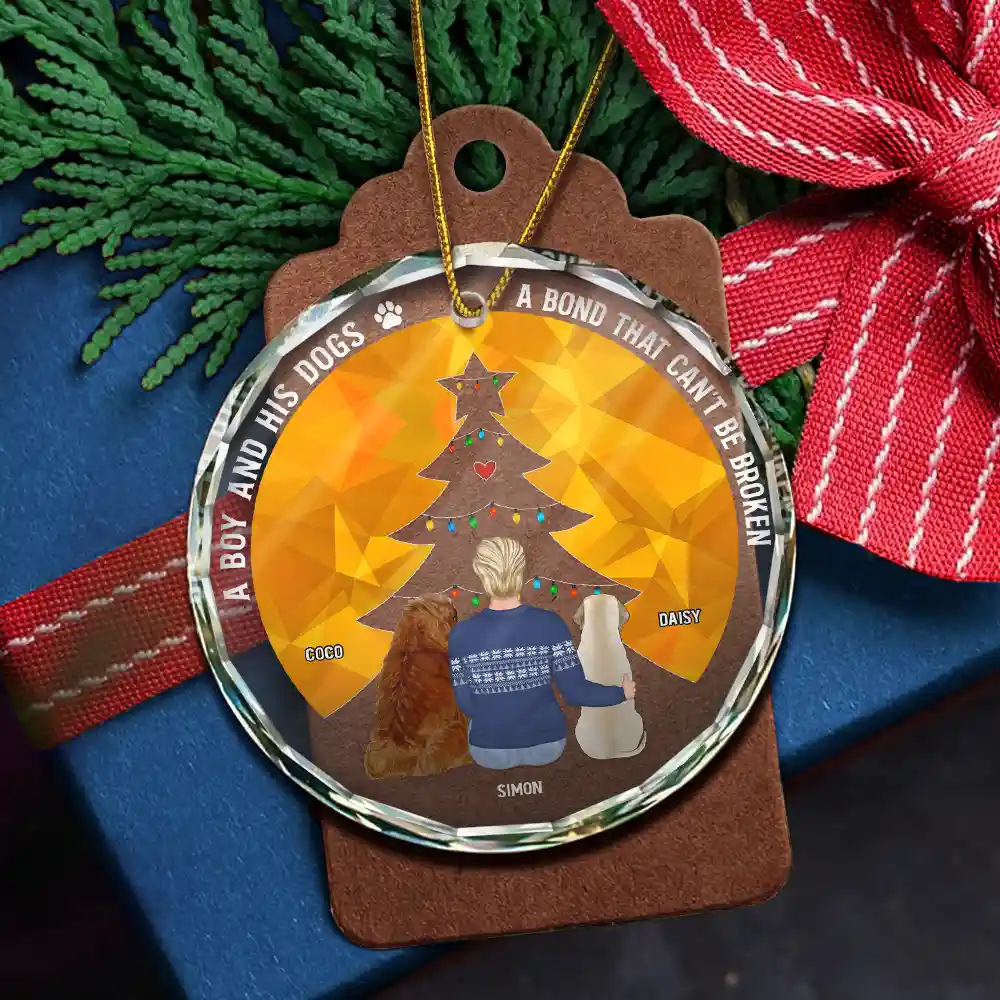 Dog A Bond That Can't Be Broken - Personalized Circle Glass Ornament - Image 5