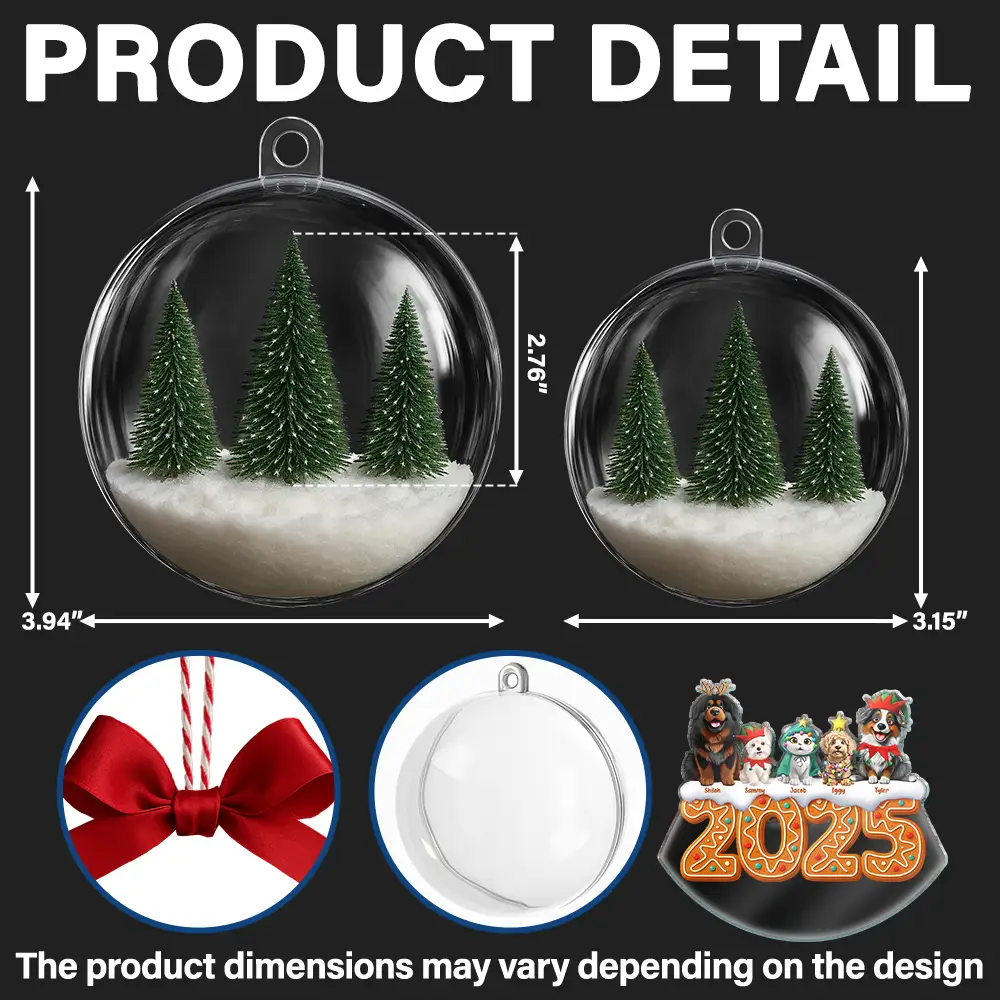 Dog Cat Lovers Best Friends For Life - Personalized 3D Acrylic Ball Ornament - Image 3