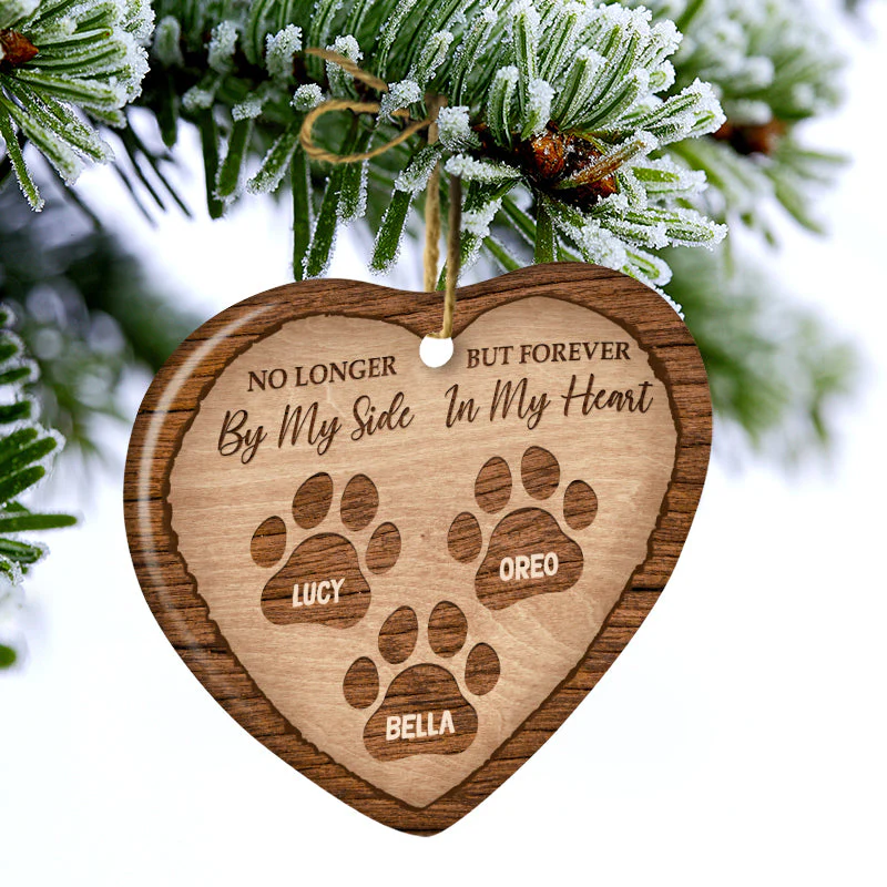 Dog & Cat Lovers Forever In My Heart - Memorial Gift - Christmas Gift - Personalized Custom Heart Ceramic Ornament - Image 3