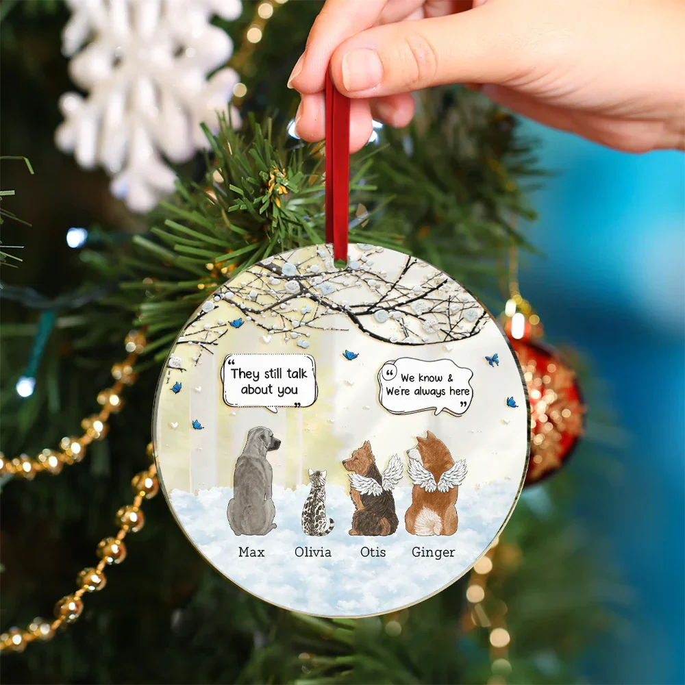 Dog Cat Memorial They Still Talk About You - Personalized Custom Shaped Mirror Ornament - Image 4