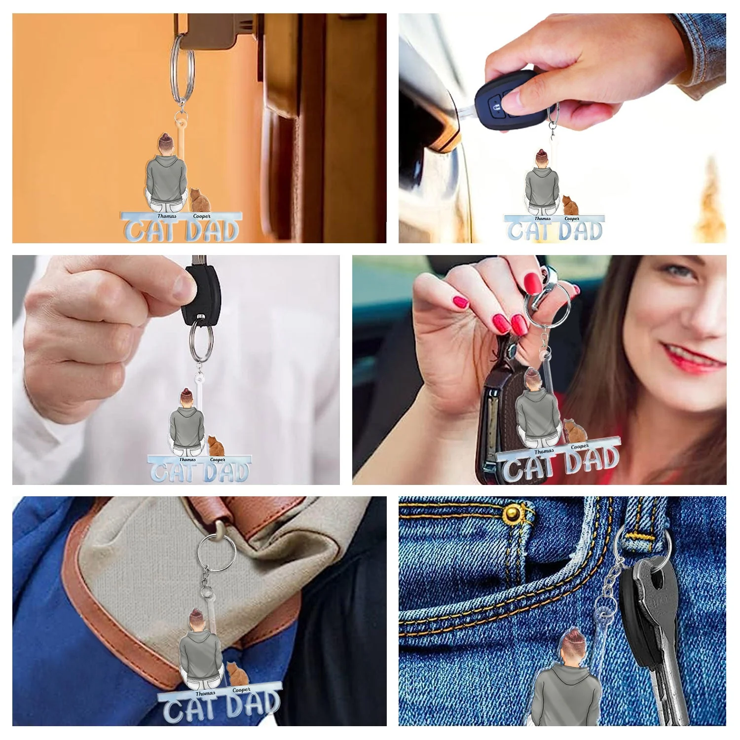 Dog Cat Mom Dad - Gift For Pet Lovers - Personalized Cutout Acrylic Keychain - Image 6