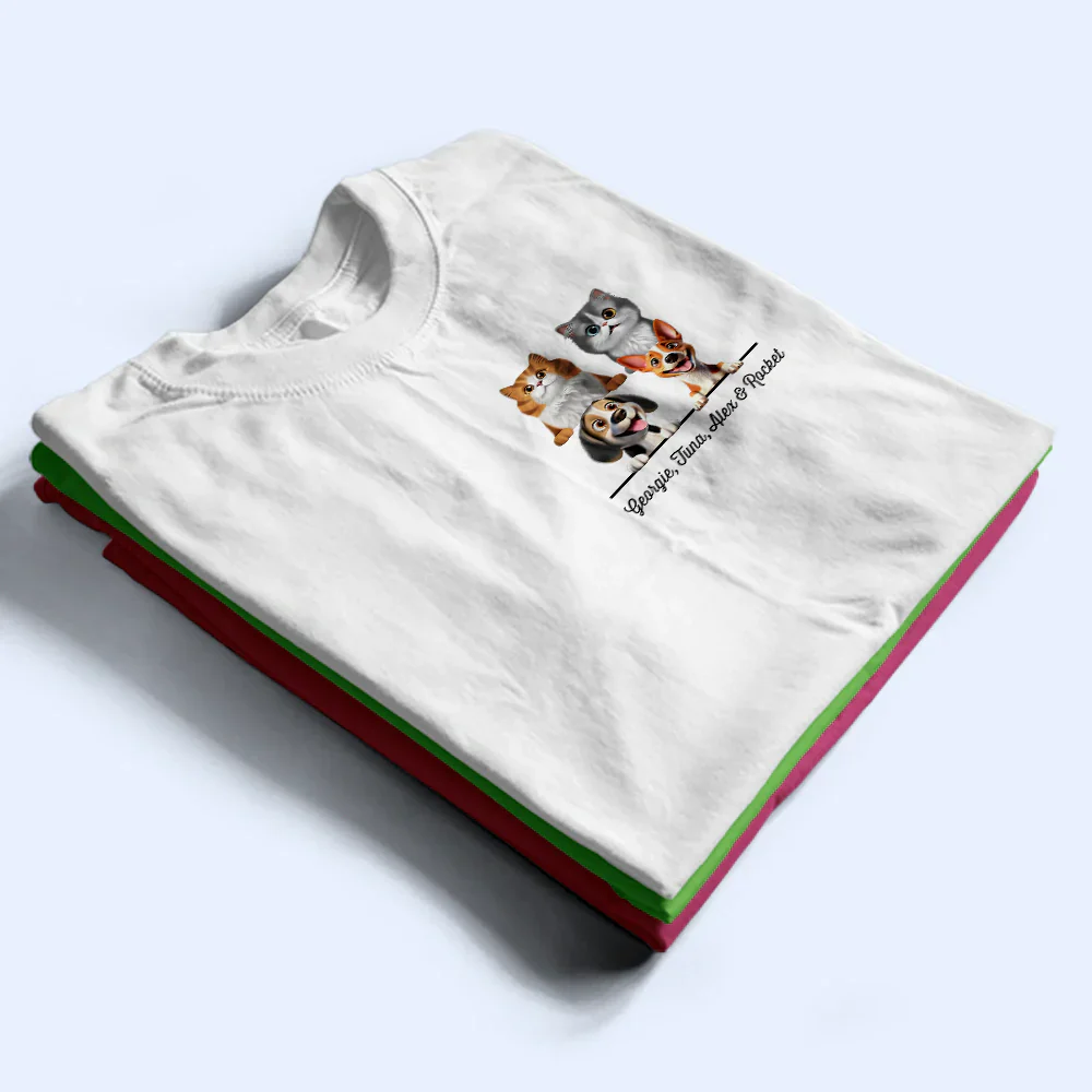 Dog Cat Mom Dad Pet Lover 3D Effect - Personalized T Shirt - Image 4