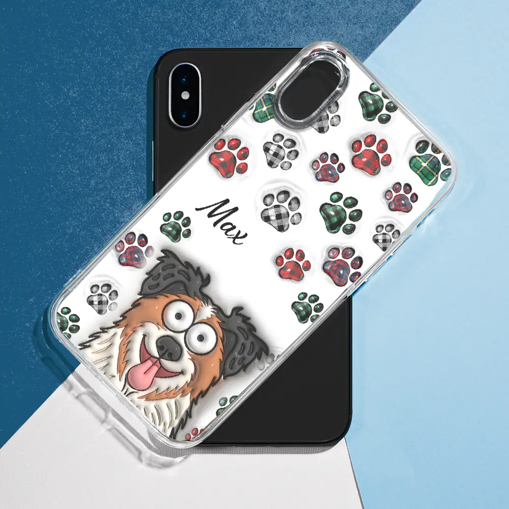 Dog Cat Paw Prints - 3D Inflated Effect Printed, Personalized Clear Phone Case - Image 7
