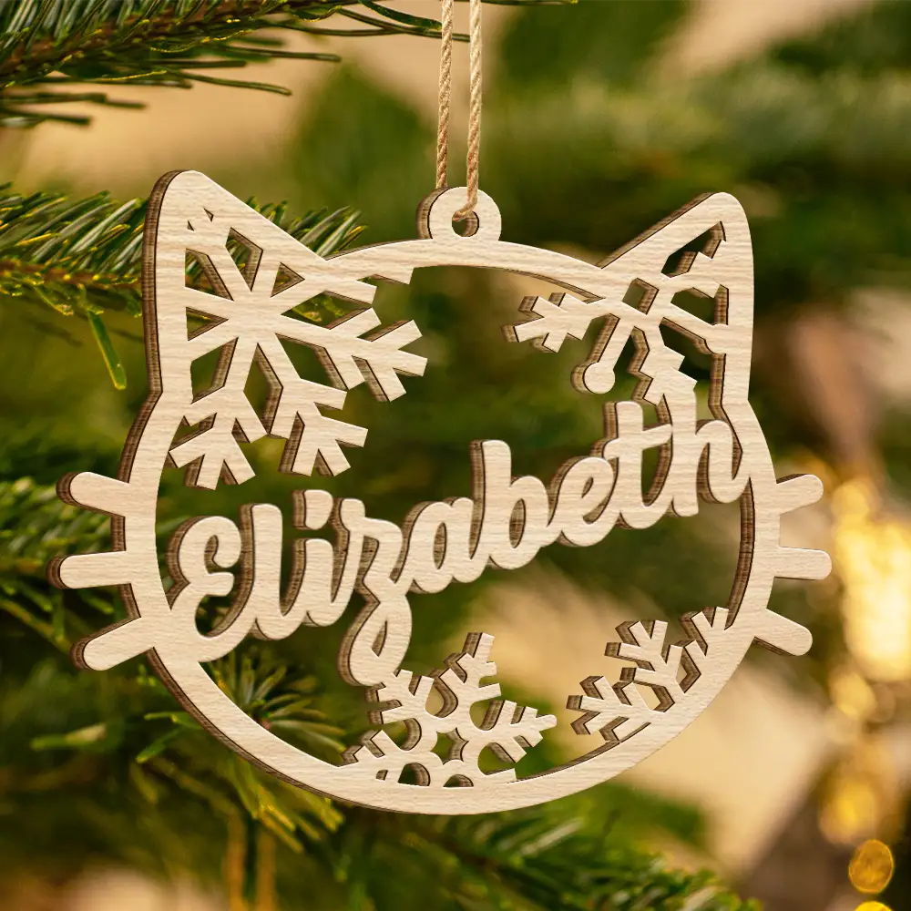 Dog Cat Paw With Custom Name For Pet Lover - Personalized Wooden Cutout Ornament - Image 3