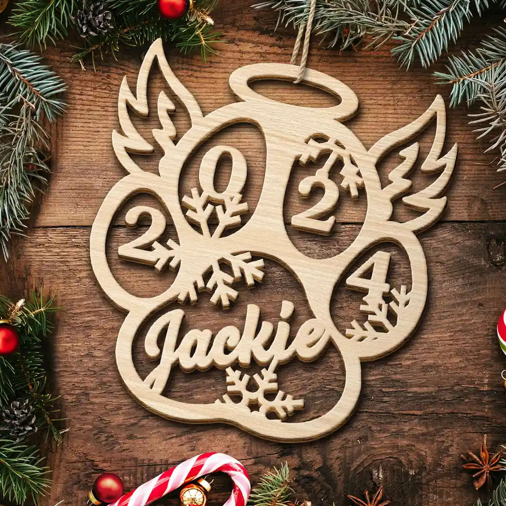 Dog Cat Paw With Custom Name For Pet Lover - Personalized Wooden Cutout Ornament - Image 5