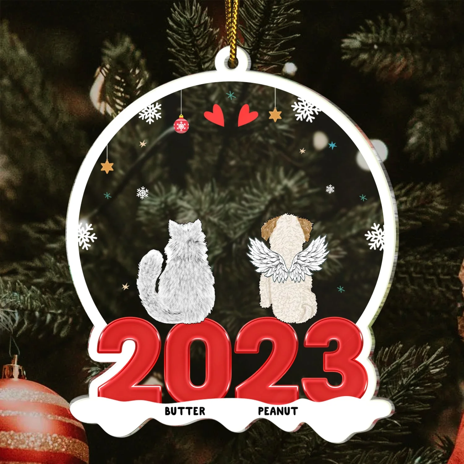 Dog Cat Pet - Christmas Gift For Pet Lovers - Personalized Custom Shaped Acrylic Ornament - Image 3