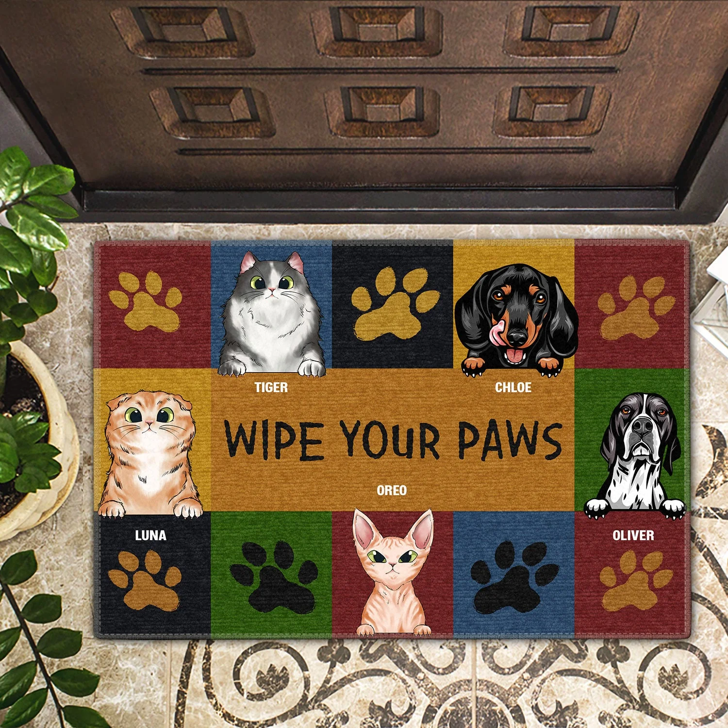 Dog Cat Wipe Your Paws - Gift For Pet Lovers - Personalized Custom Doormat - Image 2