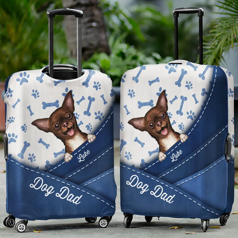 Dog Curve Heart Travel Lovers - Personalized Luggage Cover - Image 2