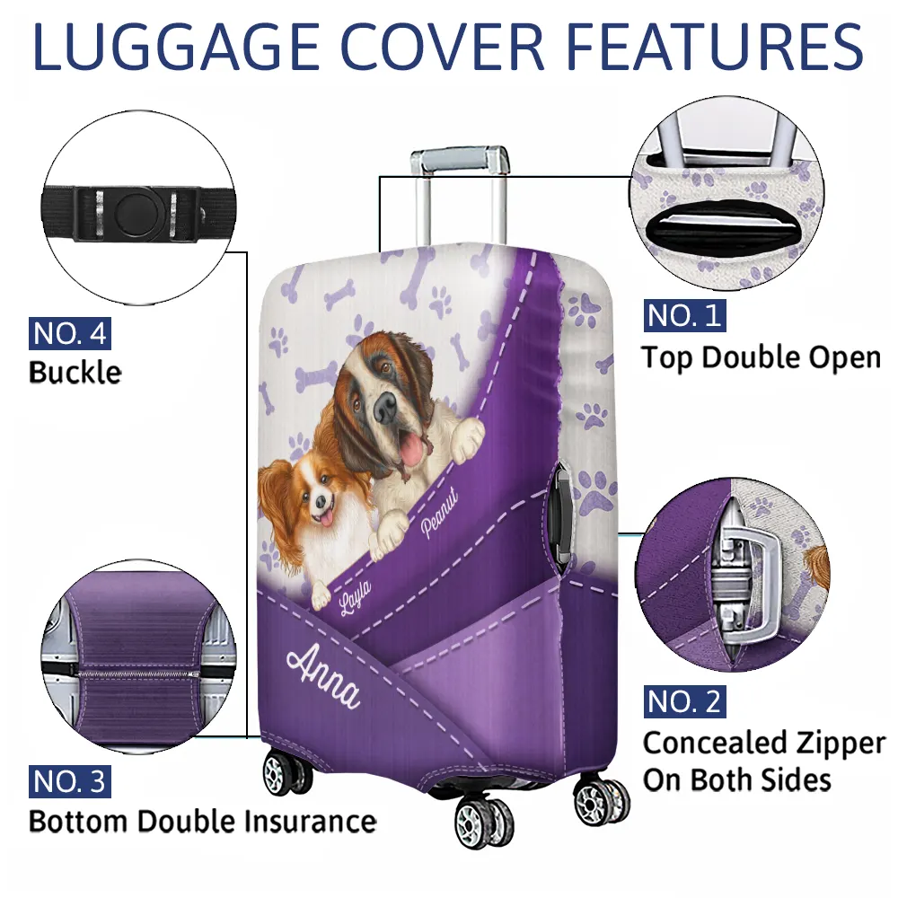 Dog Curve Heart Travel Lovers - Personalized Luggage Cover - Image 4