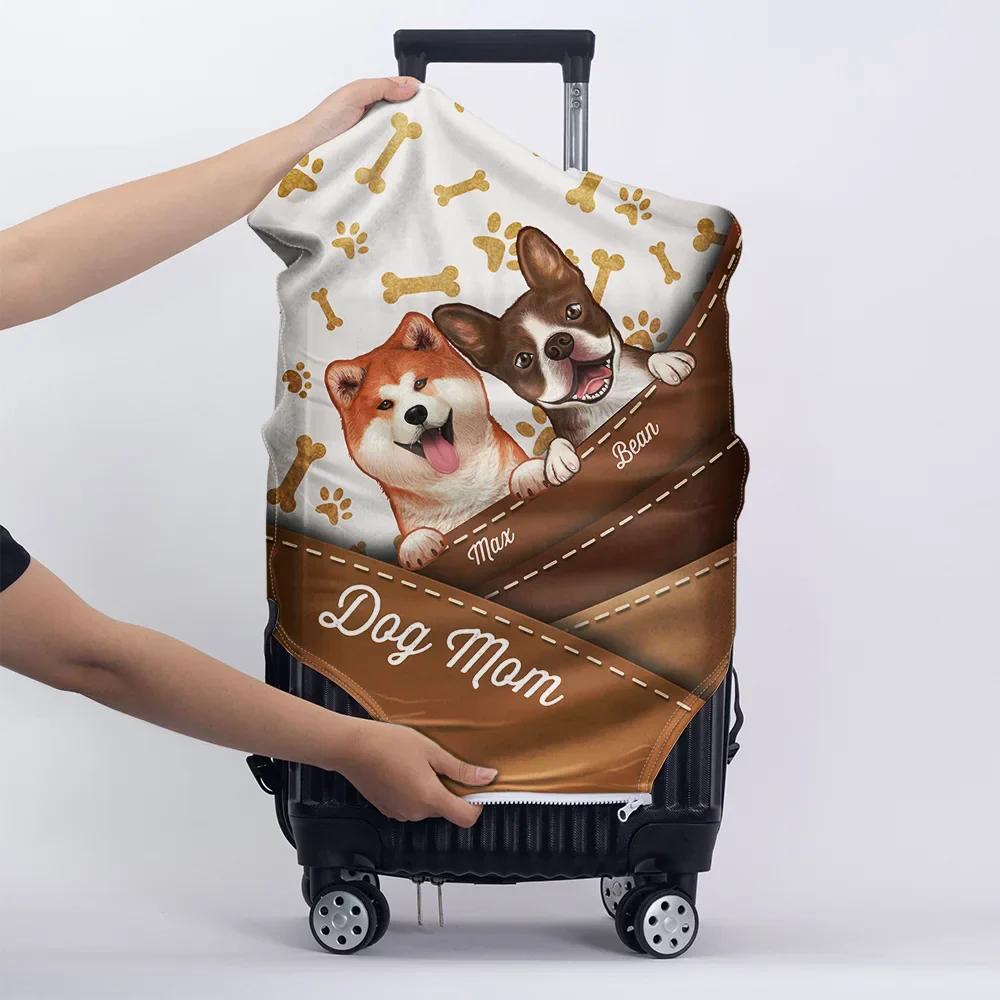 Dog Curve Heart Travel Lovers - Personalized Luggage Cover - Image 5