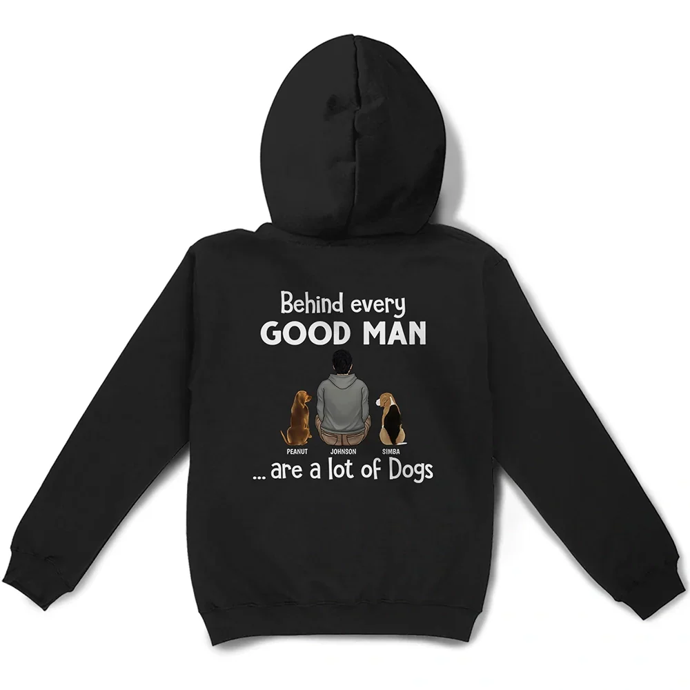 Dog Dad Behind Every Good Man - Personalized T Shirt - Image 4