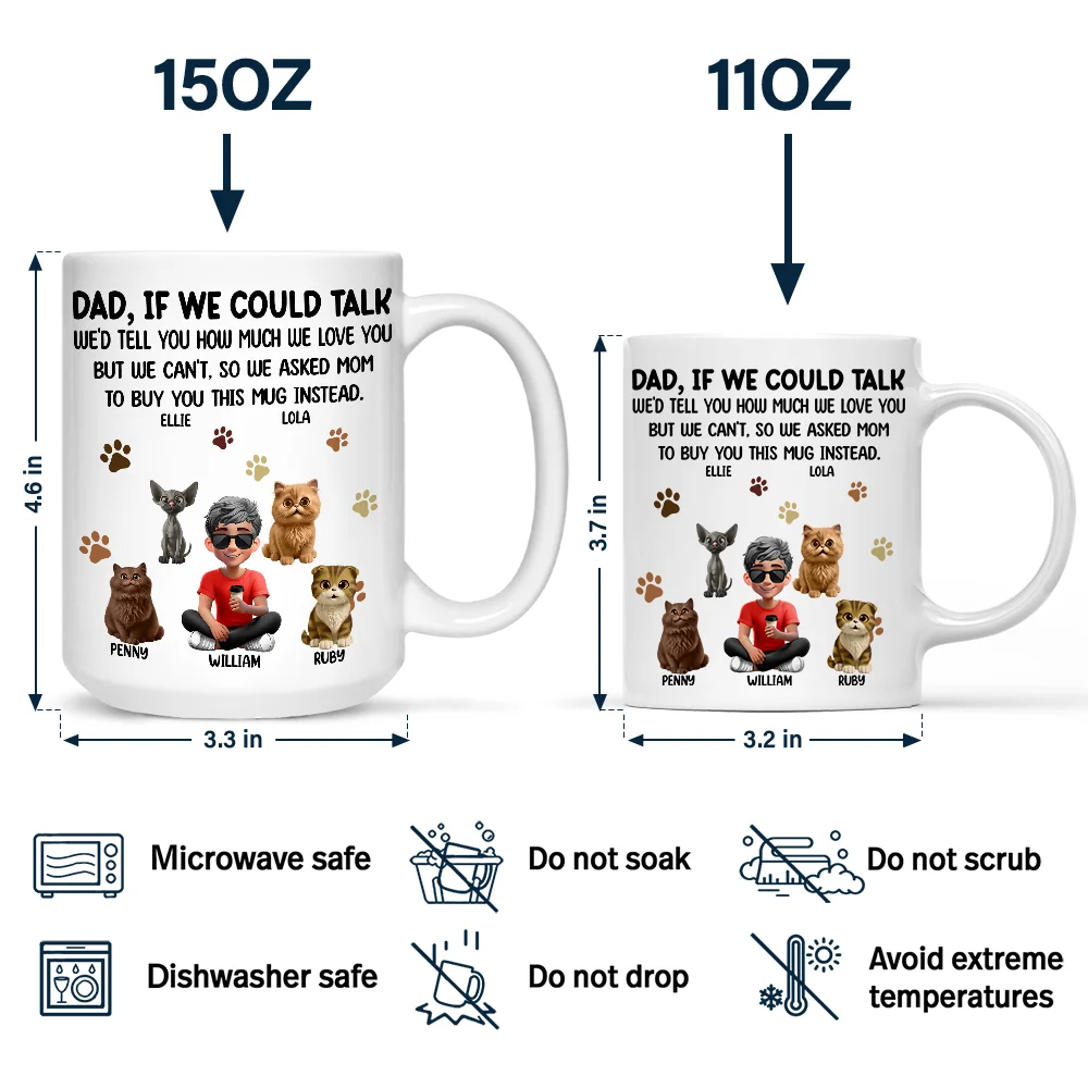 Dog Dad Cat Dad If I Could Talk - Personalized Mug - Image 4