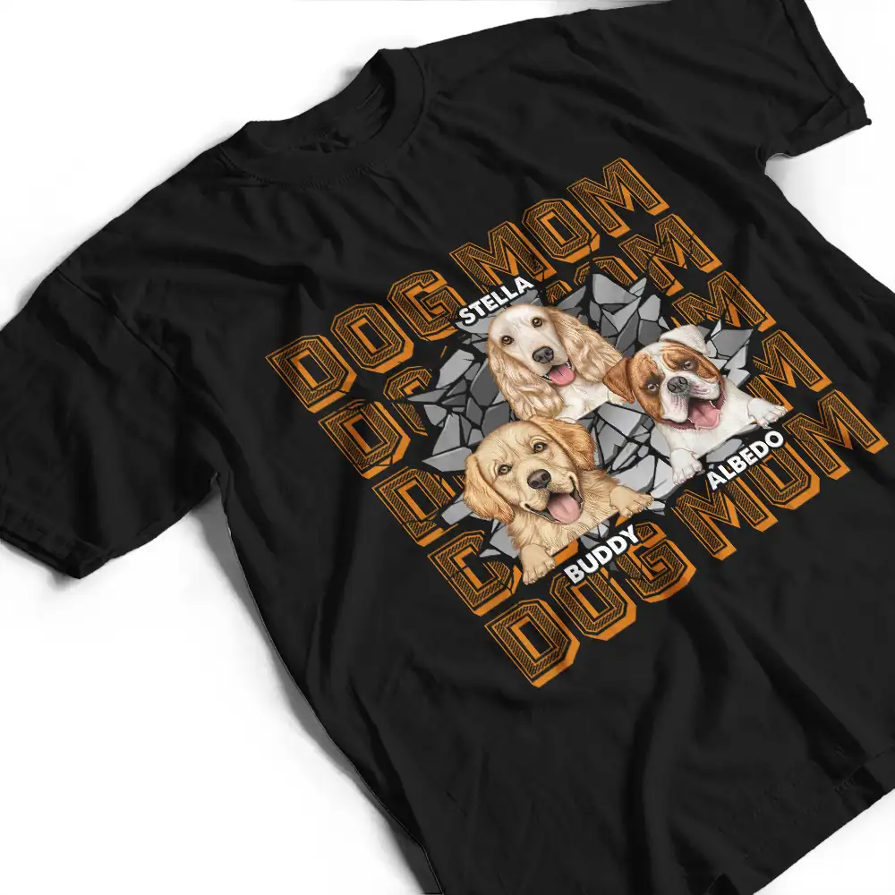 Dog Dad Dog Mom 3D Cracked - Personalized T Shirt - Image 3