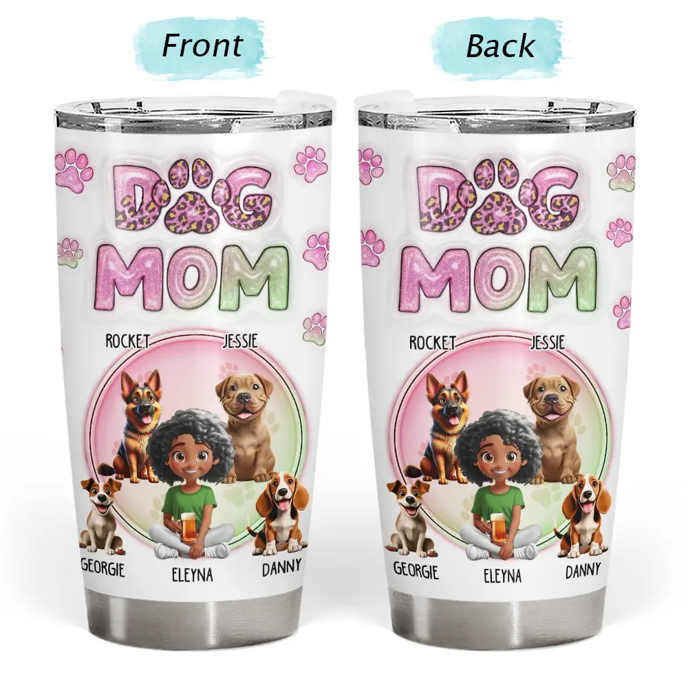 Dog Dad Dog Mom Cute Fur Baby Printed Glitter - Personalized Tumbler - Image 4