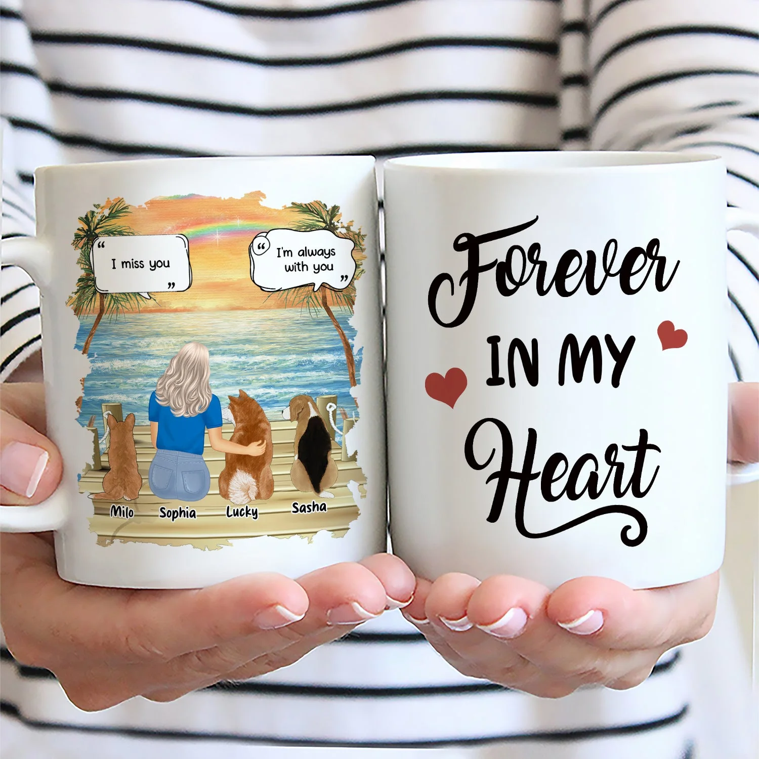 Dog Dad Forever In My Heart - Memorial Gift For Dog Lovers - Personalized Mug - Image 2