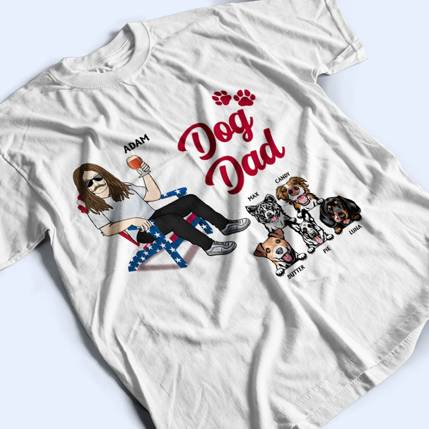 Dog Dad - Gift For Father, Dad, Grandpa, Dog Lovers - Personalized Custom T Shirt - Image 3