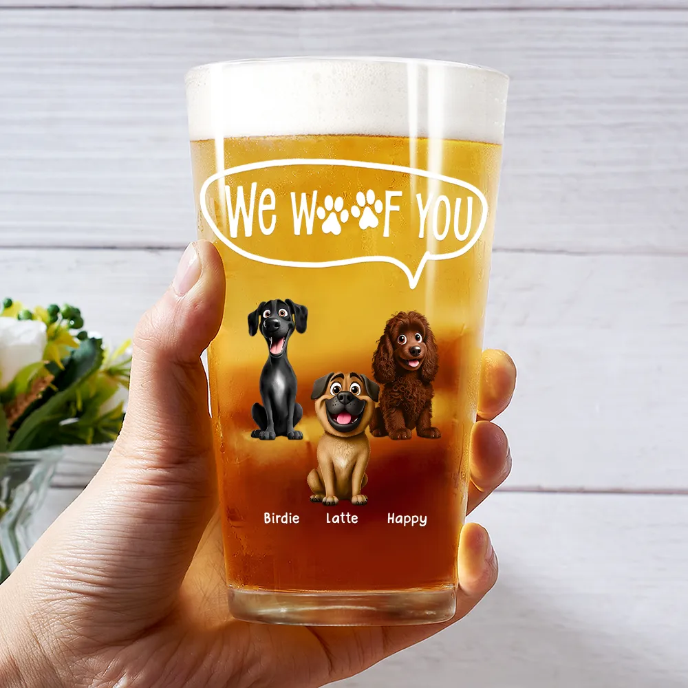 Dog Dad I Woof You - Personalized Beer Glass - Image 3