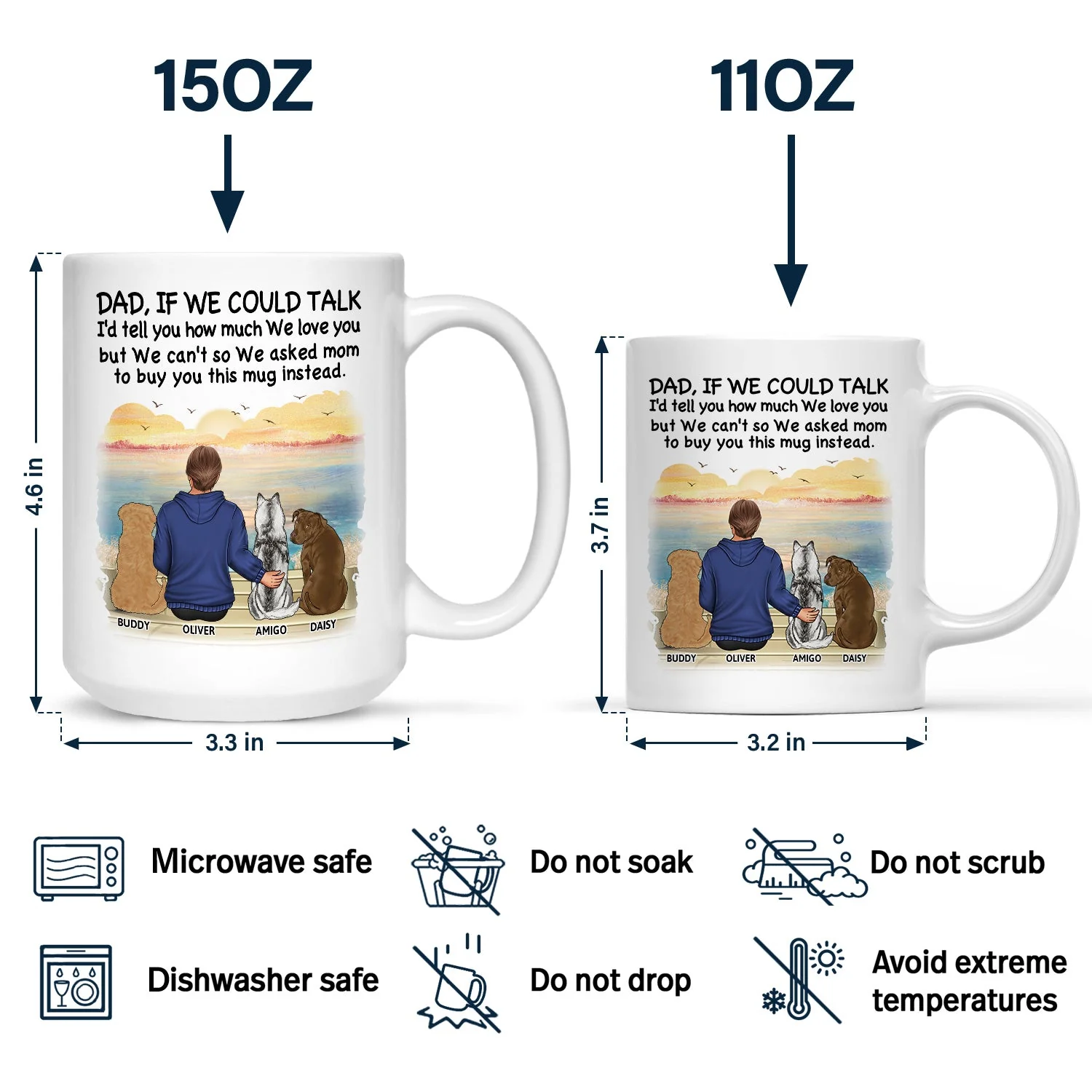 Dog Dad I'd Tell You How Much I Love You - Personalized Mug - Image 4